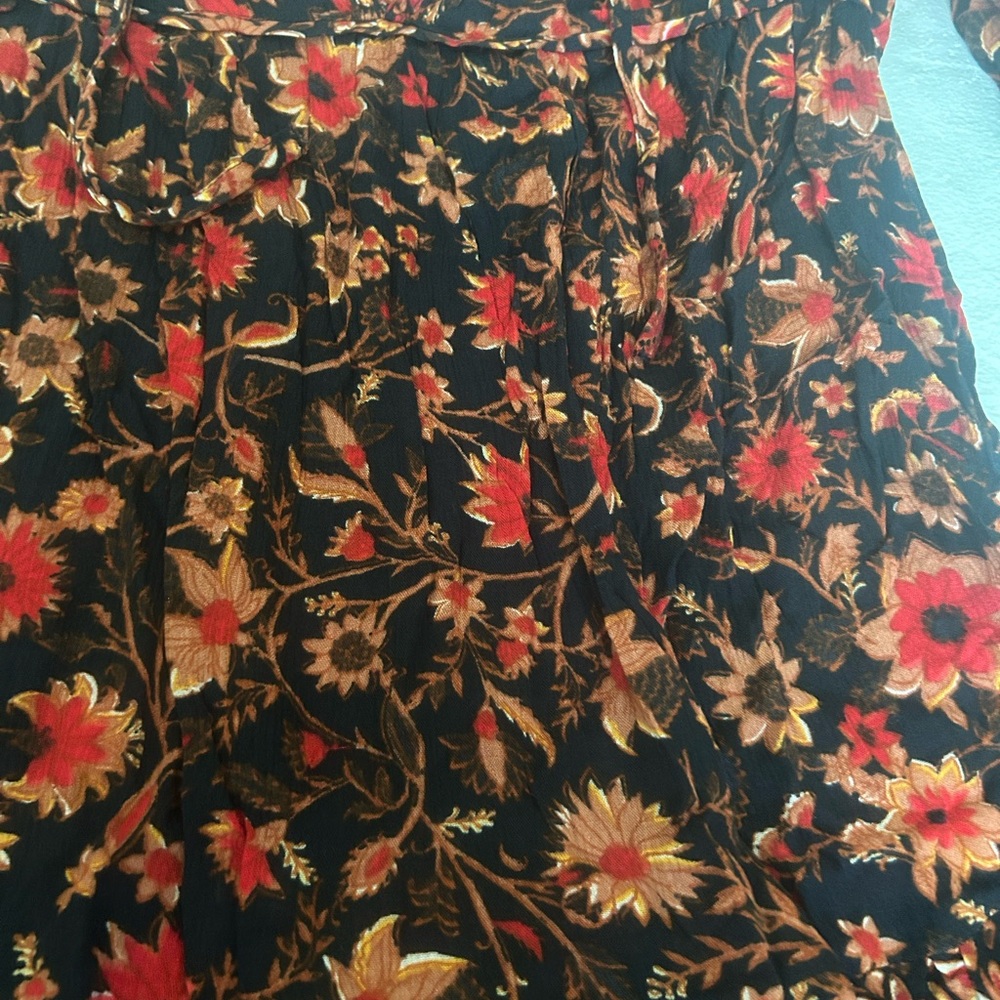 Billabong hearts desire slowly long sleeve mini dress black brown red floral - Picture 10 of 11